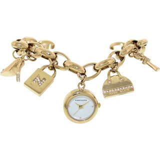 Anne Klein Women's AK-1108CHRM Gold Stainless-Steel Quartz Watch with Mother-Of-Pearl Dial