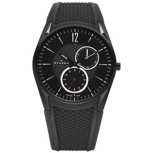 Skagen Men's 435XXLTBRB Black Silicone Quartz Watch with Black Dial