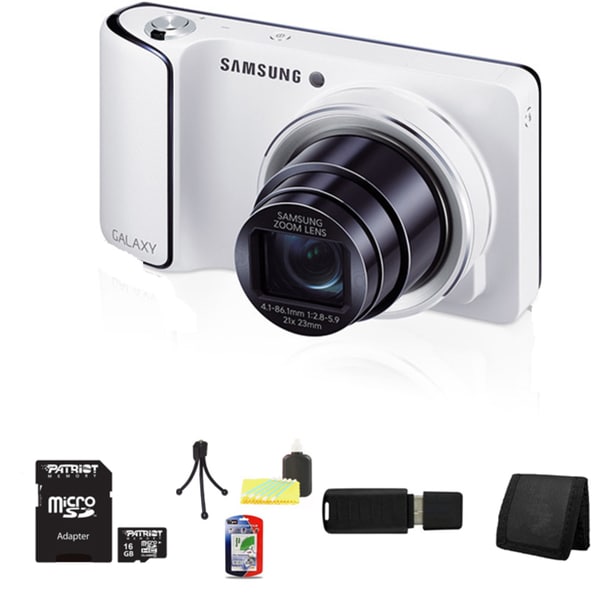 Samsung GC100 Galaxy 16.1MP White Digital Camera (AT&T) 16GB Bundle