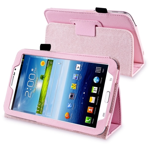 INSTEN Pink Leather Tablet Case Cover with Stand for Samsung Galaxy Tab 3 7.0