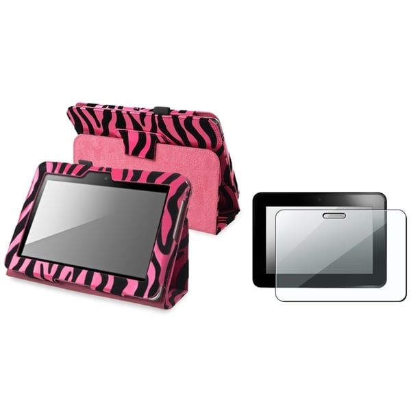 BasAcc Pink Zebra Case/ LCD Protector for Amazon Kindle Fire HD 7-Inch