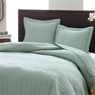 Low Price Tommy Bahama Aruba Blue 3-piece Cotton Quilt Set