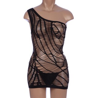 Click to Enlarge for Pink Lipstick Women's Black Slashed Seamless Web Dress Pink Lipstick Women's Black Slashed Seamless Web Dress-Image