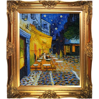 See Reviews Vincent Van Gogh 'Cafe Terrace at Night' Hand Painted Framed Canvas Art