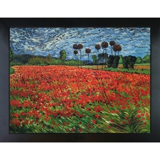 Save Price Vincent Van Gogh 'Field of Poppies' Hand Painted Framed Canvas Art