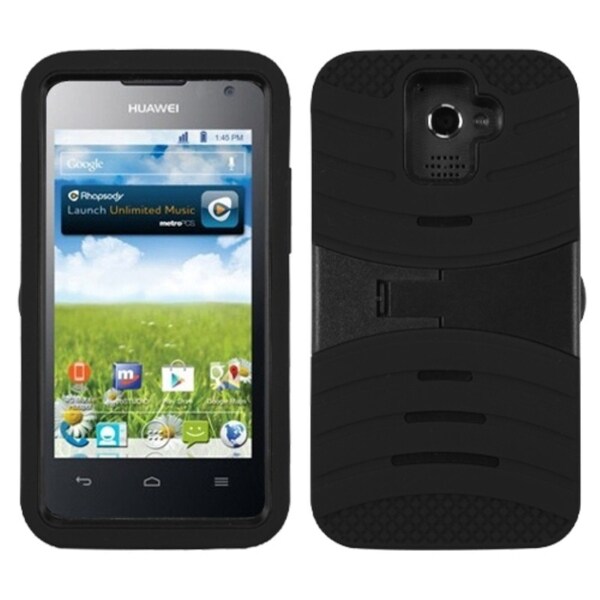 INSTEN Black Wave Symbiosis Phone Case Cover with Stand for Huawei M931 Premia 4G