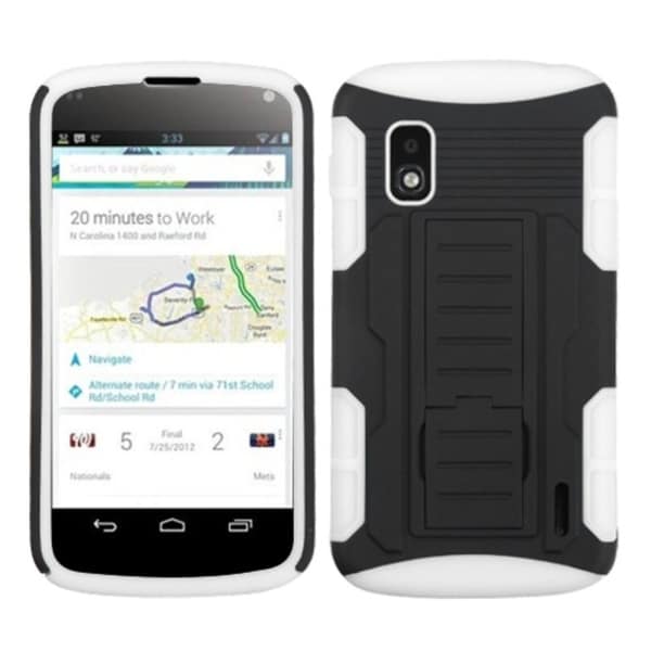 BasAcc Black/ White Car Armor Stand Case for LG E960 Nexus 4