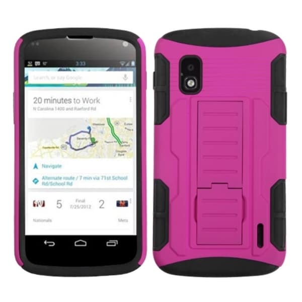 BasAcc Hot Pink/ Black Car Armor Stand Case for LG E960 Nexus 4