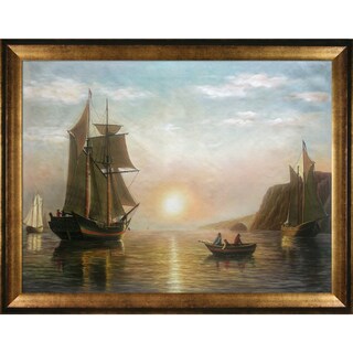 Low Price William Bradford 'A Sunset Calm in the Bay of Fundy' Hand Painted Framed Canvas Art