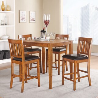 Devlin Mission Oak 36-inch Square 5-piece Counter-height Dining Set