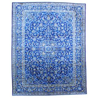 Persian Hand-knotted Isfahan Blue/ Gold Wool Rug (9' x 11'3)