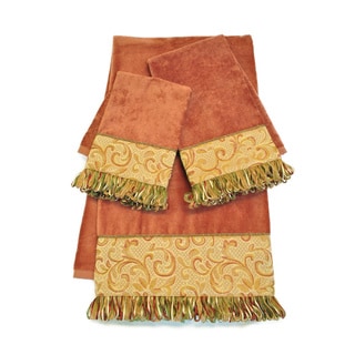 Sherry Kline Swirl Paisley Coral 3-piece Embellished Towel Set