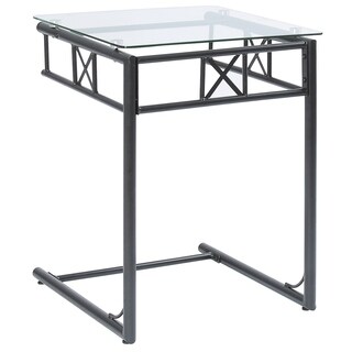 Black Tempered Glass Top Snack Table