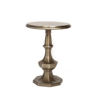Eight-sided Pewter Finish Accent Table