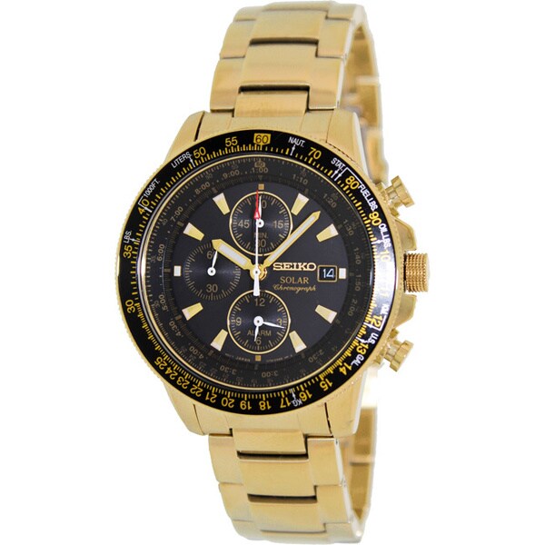 seiko gold watch with black face