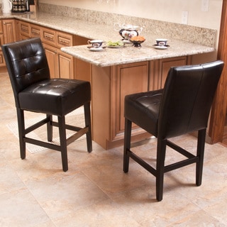 ( ._.) Christopher Knight Home Macbeth Black Leather Counter Stools (Set of 2)