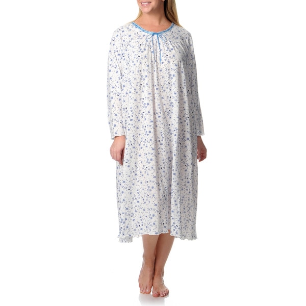 La Cera Women's Plus Pull-over Knit Gown