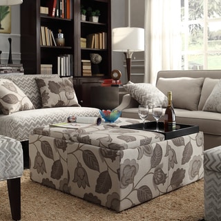 Low Price INSPIRE Q Montrose Grey Floral Storage Cocktail Ottoman