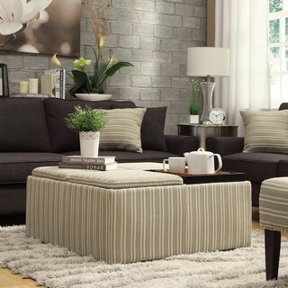 Low Price INSPIRE Q Montrose Spring Green Stripe Storage Cocktail Ottoman