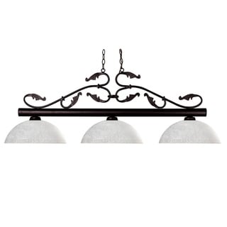 Bourbon Bronze 3-light Dome Pendant and White Linen Shade