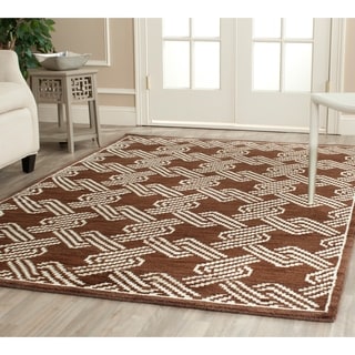 Low Price Safavieh Hand-knotted Mosaic Brown/ Cream Wool/ Viscose Rug (8' x 10')