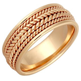 14k Yellow Gold Men's Handmade Comfort-fit 4-rope Wedding Band-Image