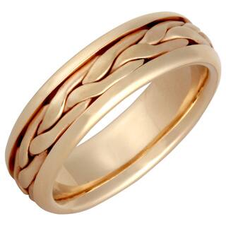 14k Yellow Gold Men's Handmade Comfort-fit Satin Wedding Band-Image