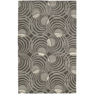 (>_<)  Graffix Spiral Hand-Tufted Grey Rug (9'6 x 13')