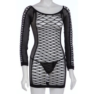 Click to Enlarge for Long Sleeve Net Seamless Mini Dress in Black in Missy or Queen by Pink Lipstick Long Sleeve Net Seamless Mini Dress in Black in Missy or Queen by Pink Lipstick-Image