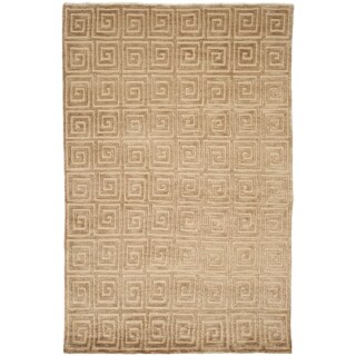 --->  Safavieh Hand-knotted Tibetan Greek Key Beige/ Brown Wool Rug (6' x 9')