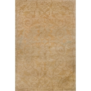 Safavieh Hand-knotted Tibetan Iron Scrolls Green/ Gold Wool/ Silk Rug (8' x 10')