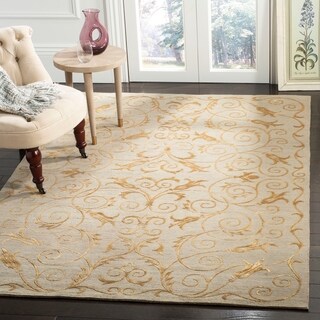 Safavieh Hand-knotted Tibetan Iron Scrolls Slate/ Gold Wool/ Silk Rug (8' x 10')
