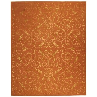 Safavieh Hand-knotted Tibetan Iron Scrolls Rust Wool/ Silk Rug (8' x 10')