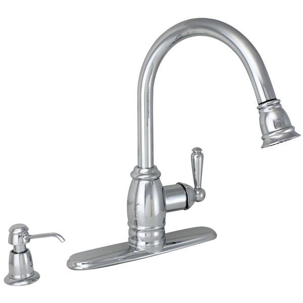 Premier Sonoma Single Handle Chrome Pull Down Kitchen Faucet with Soap in Deck