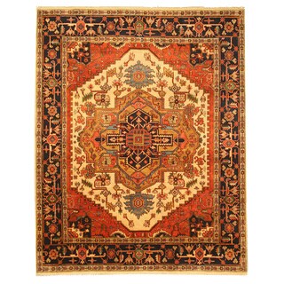 Hot Deal EORC Hand Knotted Wool Ivory Serapi Rug (10' x 14')