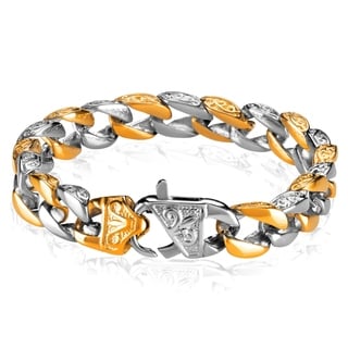 Two-tone Antiqued Curb Chain Link Bracelet