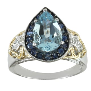 ... Valitutti 14k Two-tone Gold Aquamarine, Blue Sapphire and Diamond Ring