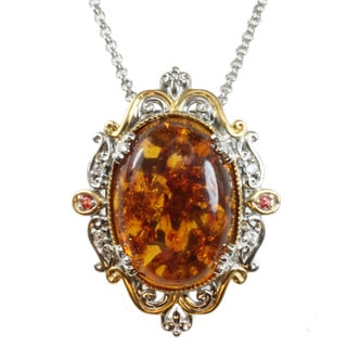 Michael Valitutti Two-tone Amber, Orange and White Sapphire Necklace