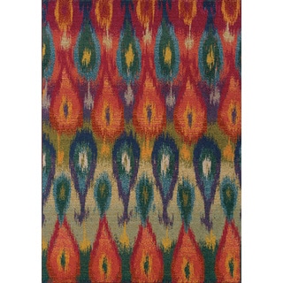 Online Specials  Vibrant Abstract Multi/ Red Polypropylene Rug (9'9 x 12'2)