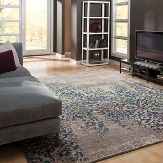 Great Prices Distressed Motif Grey/ Blue Polypropylene Rug (7'10 x 11')