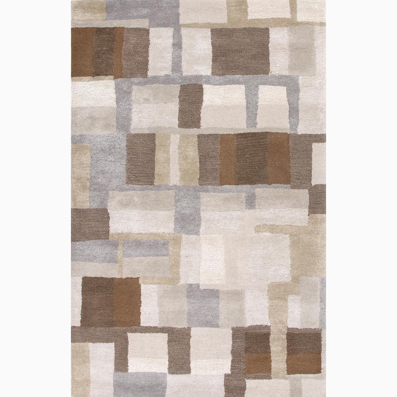 Handmade Gray/ Brown Wool/ Art Silk Plush Pile Rug (8 x 10)