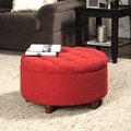 Red Tufted Round Cocktail Storage Ottoman