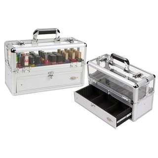 Seya Silver Aluminum Makeup Case with Slide Out Drawer