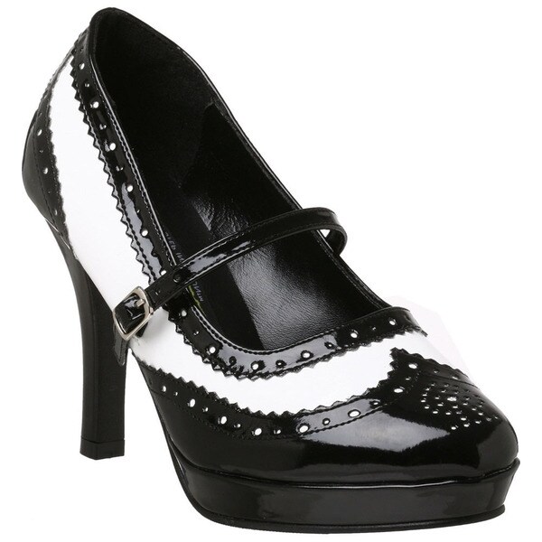 black wingtip heels