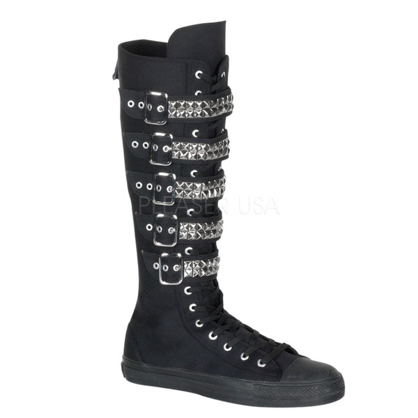 black canvas knee high boots