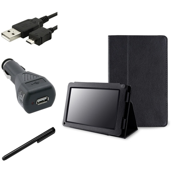 BasAcc Leather Case/ Charger/ Cable/ Stylus for Amazon Kindle Fire