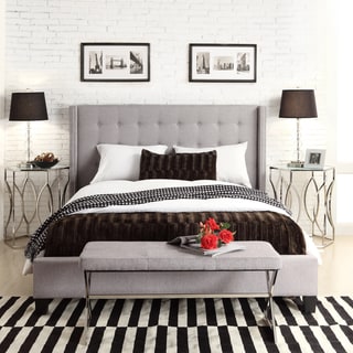 Francesca Grey Linen Wingback Bed