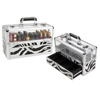 Seya Professional Zebra Makeup Case with Nail Polish Organizer