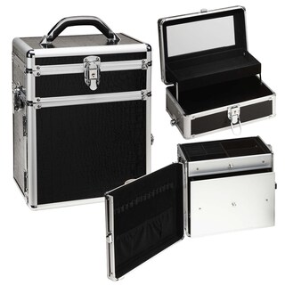 Seya 2-in-1 Black Gator Makeup and Jewelry Travel Case