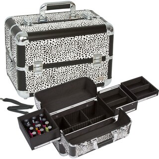 Seya White Leopard Makeup Case with Nail Polish Storage